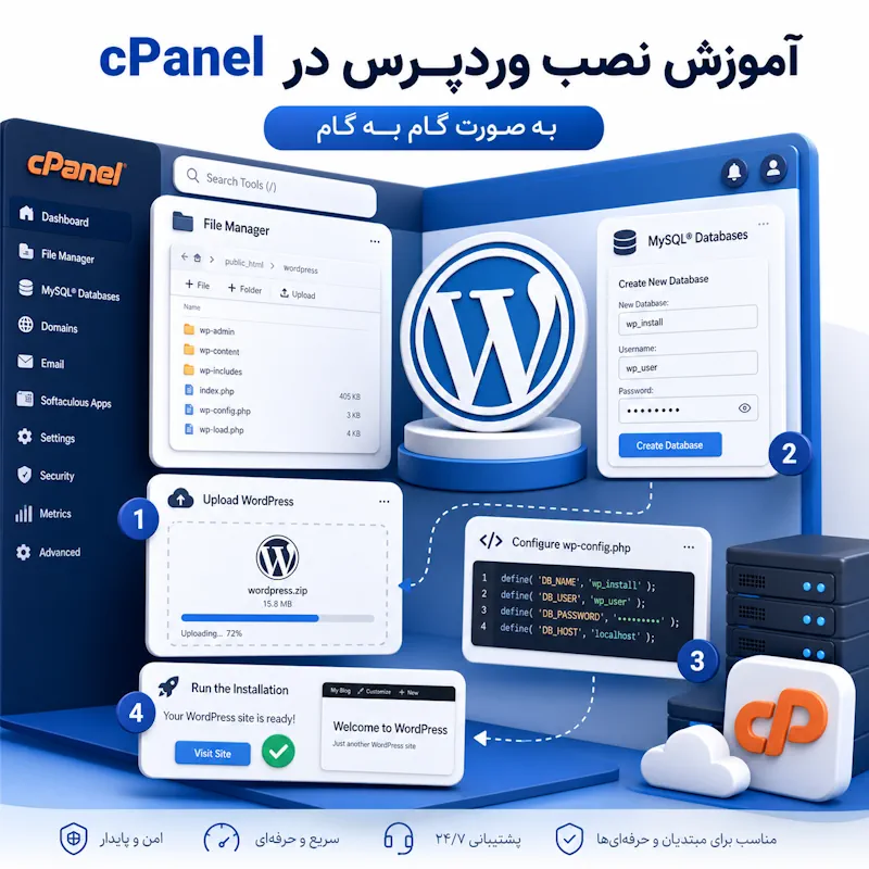آموزش نصب وردپرس روی هاست (cPanel) بهصورت گامبهگام
