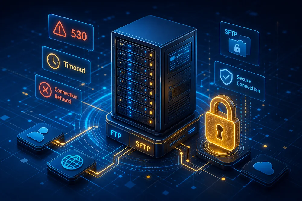عیب‌یابی خطاهای رایج در FTP/SFTP (راهنمای عملیاتی)