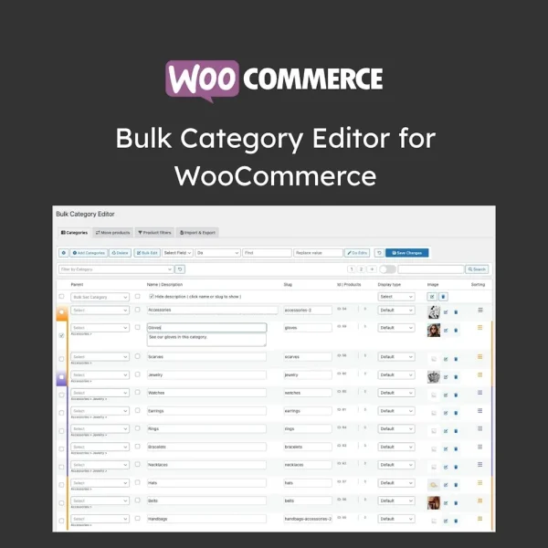 افزونه ویرایش دسته جمعی دسته‌بندی ووکامرس | پلاگین Bulk Category Editor