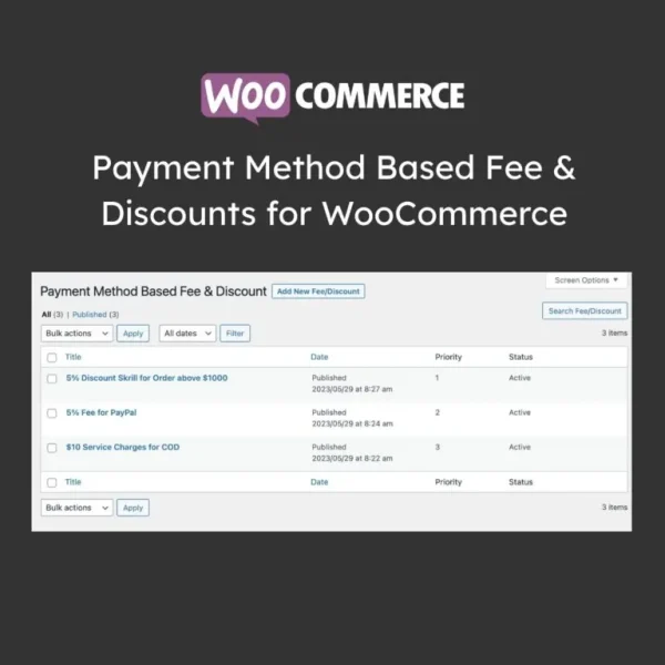 افزونه تخفیف و هزینه بر اساس روش پرداخت ووکامرس | پلاگین Payment Method Based Fee & Discounts