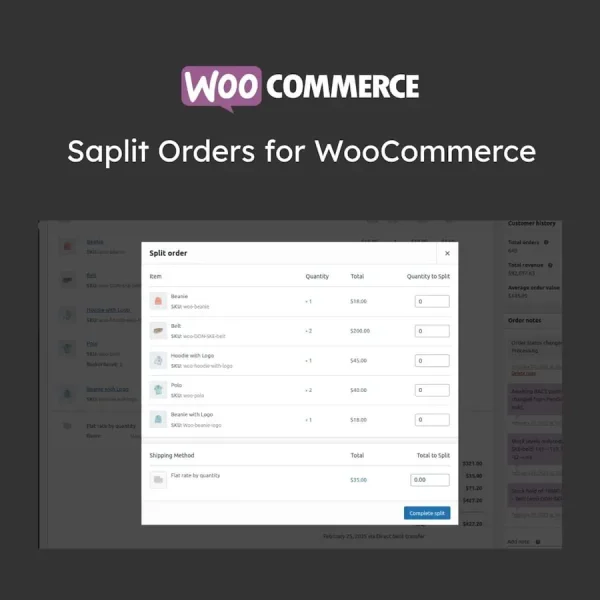 افزونه تقسیم سفارشات ووکامرس Split Orders for WooCommerce